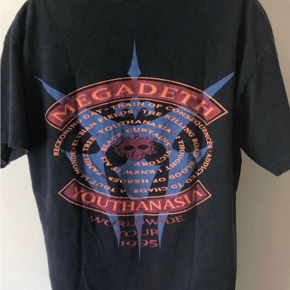 1994 Megadeth “Train of Consequences” MADE IN USA 🇺🇸 SIZE XL-22” ptp x 27.5”L - Picture 2 of 7